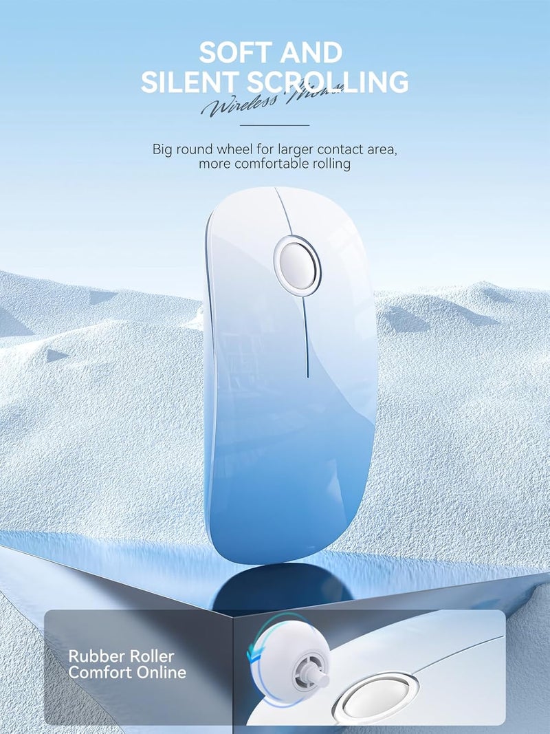 RAPIQUE Bluetooth Wireless Mouse - (BT5.1+USB) Dual Connectivity, Quiet Click, Low Power, and 1600 DPI, Portable Cordless Mouse for Laptop, MacBook Pro/Air, iPad (Gradient Sky Blue) - Image 3